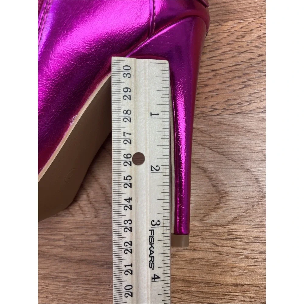 Cape Robbin Pofin-2 Metallic Thigh High Pointy‎ Toe Boots Hot Pink Women's 7 NEW